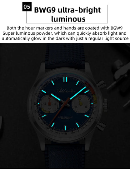 Herren-Chronograph mit VK64-Quarzwerk und Fluorkautschuk-Armband