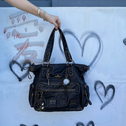 Damen-Handtasche Vintage-Stil aus Soft-PU Bronzefarben Große Tote-Tasche Schulter- und Umhängetasche
