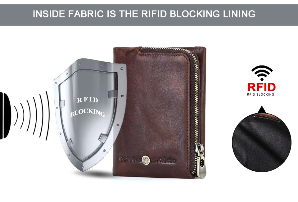 Herren Echtleder Geldbörse Bifold Vintage Senior Reißverschluss Luxus Kartenhalter Geldclip