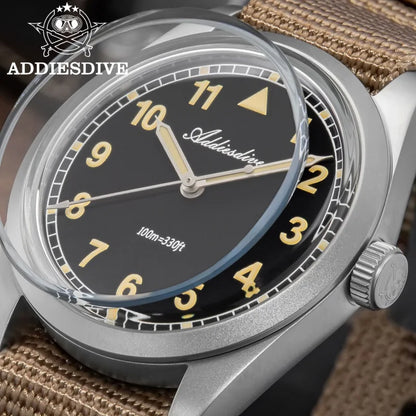 Herren-Quarzuhr mit Bubble-Glas und Nylonarmband