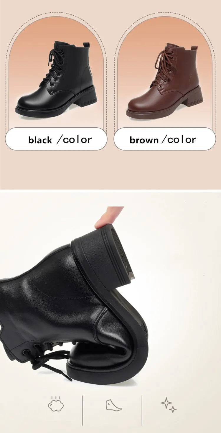 AIYUQI Women Marton Boots Winter 2025 New Genuine Leather Large Size Women Snow Boots Anti-Slip Women Motorcycle Boots