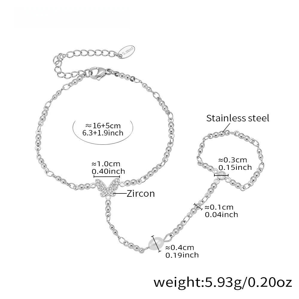 Damen-Charm-Armband mit 5A-Zirkonia aus Edelstahl