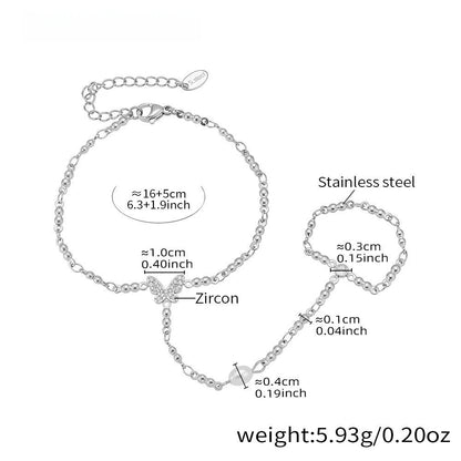 Damen-Charm-Armband mit 5A-Zirkonia aus Edelstahl