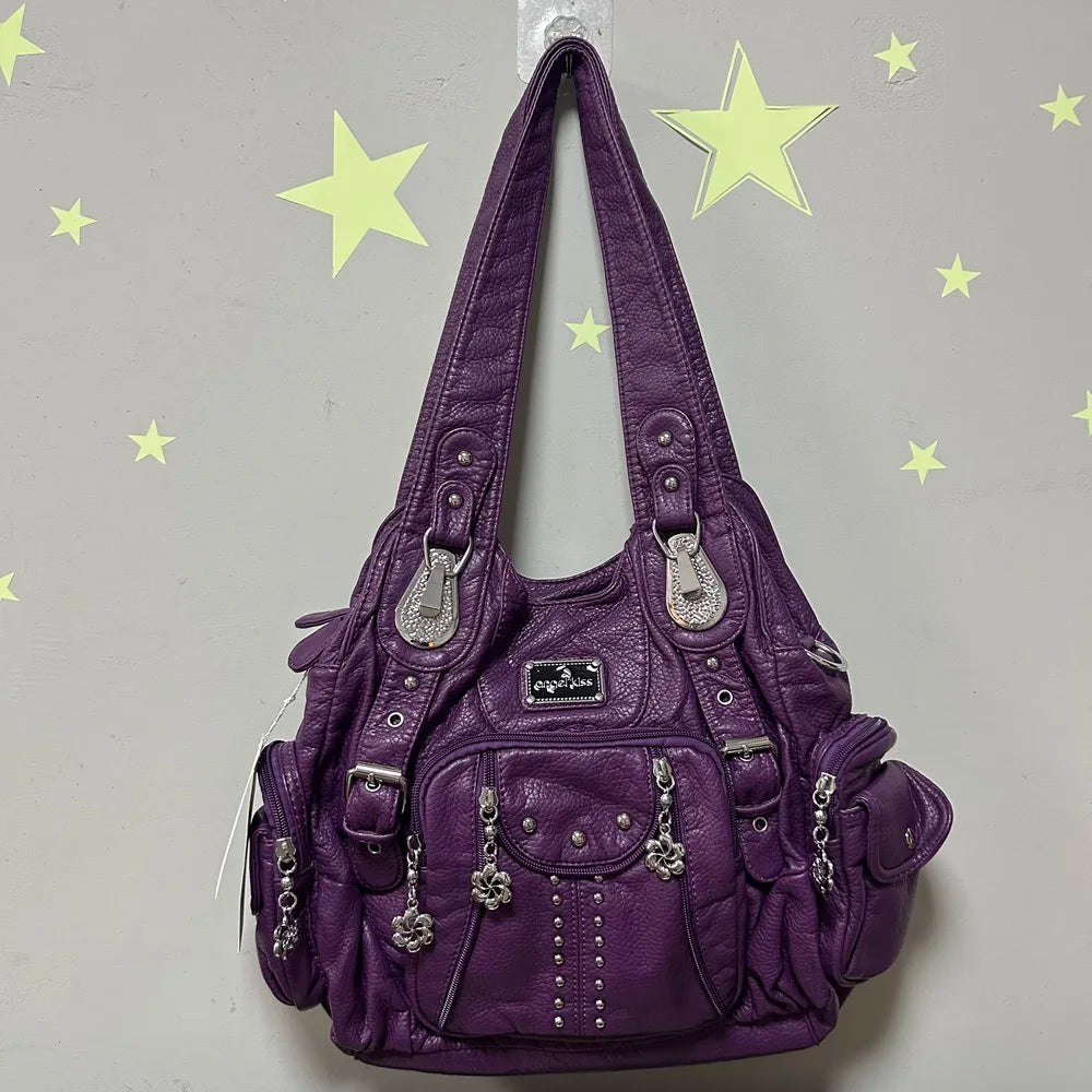Damen-Schultertasche aus PU-Leder Großes Fassungsvermögen Innenfach Alltagsbedarf