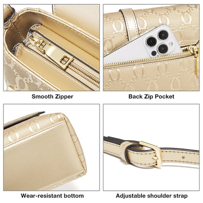 Damen Schultertasche Aus Spaltleder Mit Prägung Crossbody