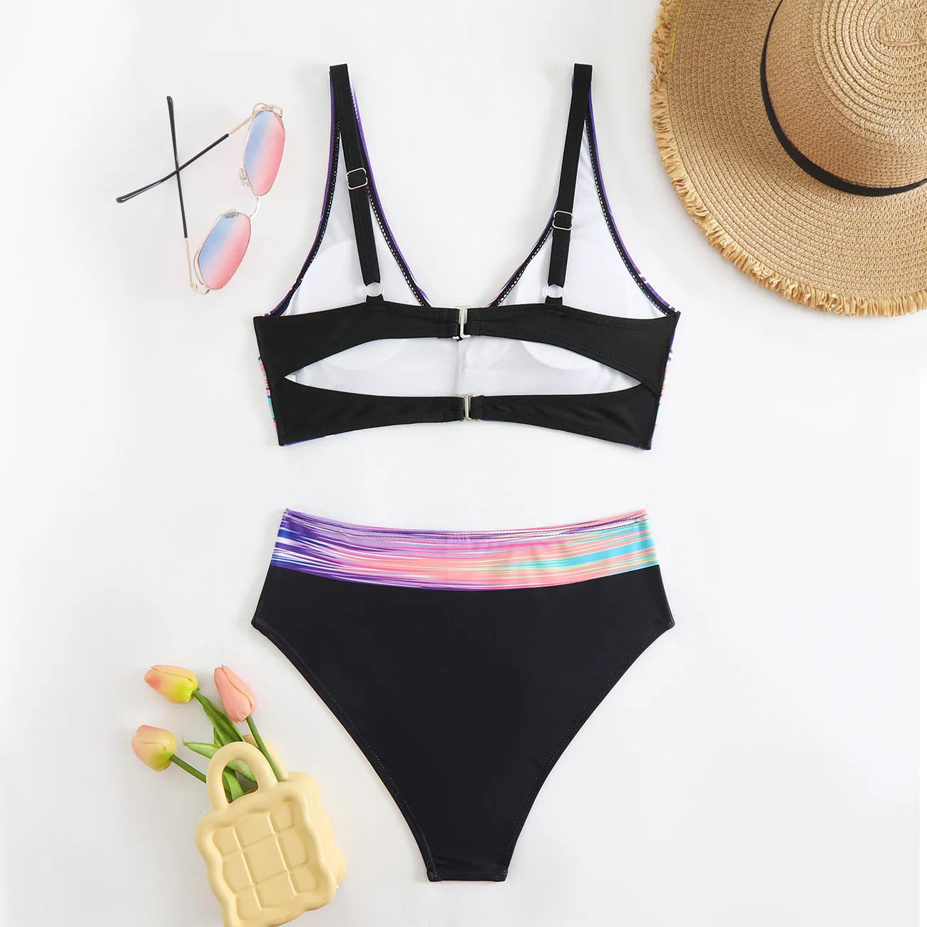Sexy Bikini-Set für Damen in Unifarben mit Push-up-Effekt – Brasilianischer Badeanzug für Strand und Schwimmen