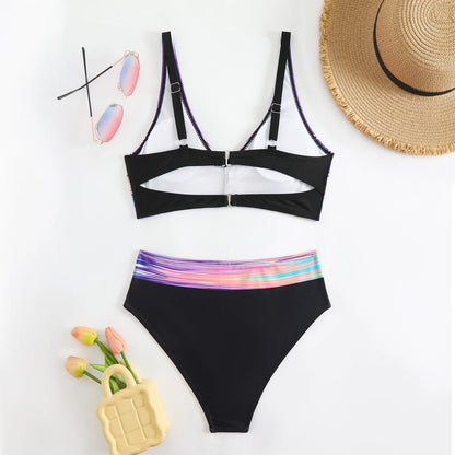 Sexy Bikini-Set für Damen in Unifarben mit Push-up-Effekt – Brasilianischer Badeanzug für Strand und Schwimmen