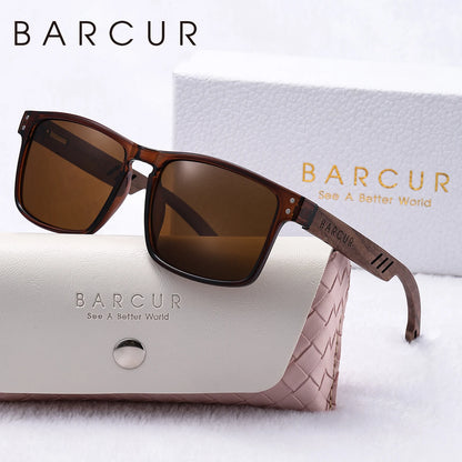 Damen-Sonnenbrille Holz Walnuss Doppelrund Nagel polarisiert UV400