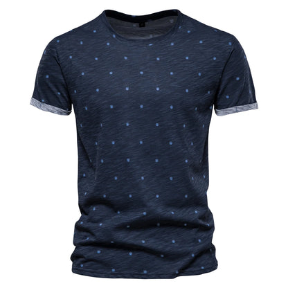 Herren T-Shirt mit dot-gedruckten kurzen Ärmeln aus 100 Prozent Baumwolle