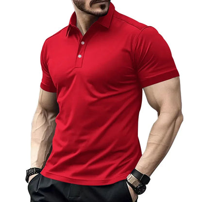 Herren-Poloshirt mit Brusttasche und kurzen Ärmeln in einfarbigem Design – ideal für den Sommer