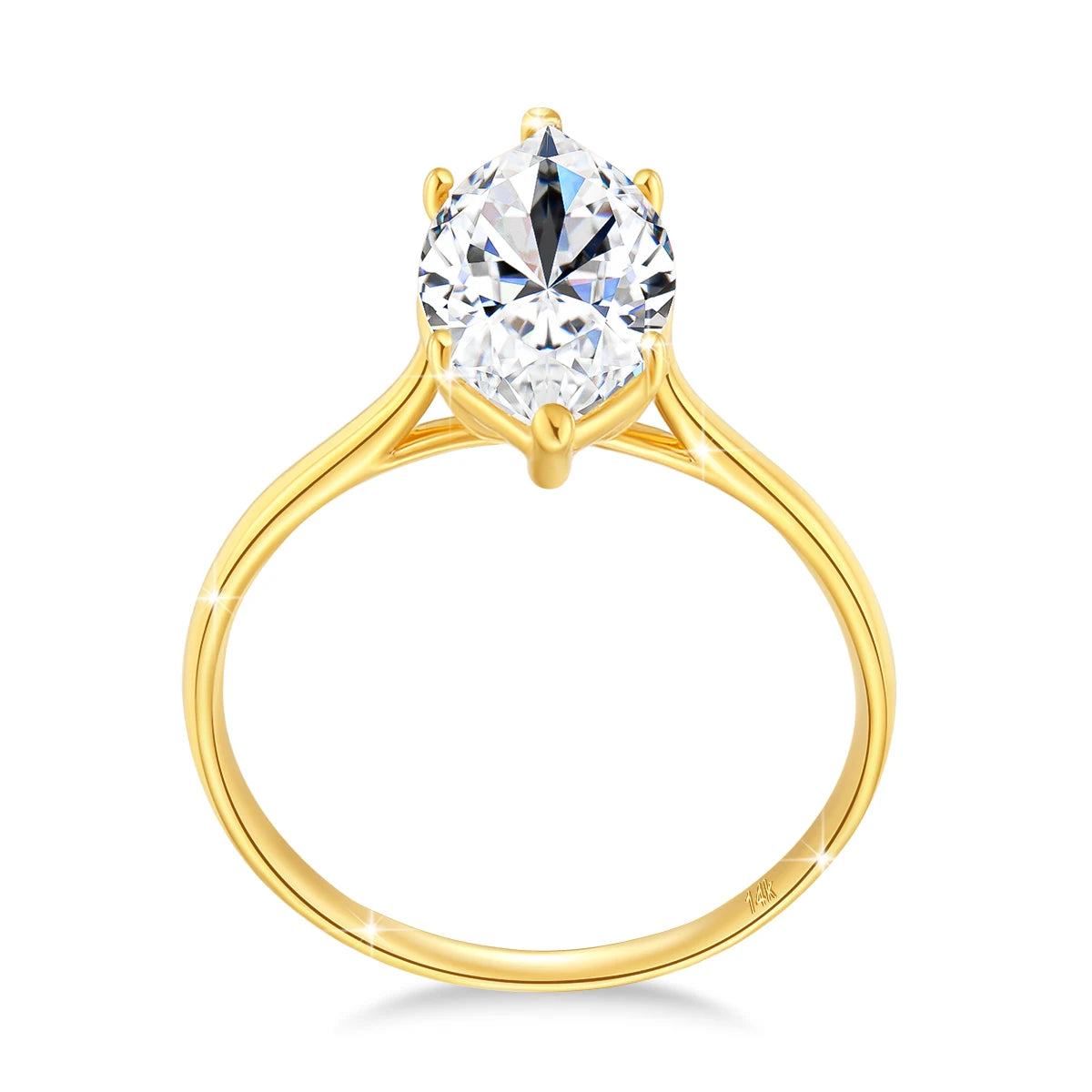 Damen-Verlobungsring aus Moissanit in 14K Gold, Marquise-Schliff, 3 Karat, Zertifikat
