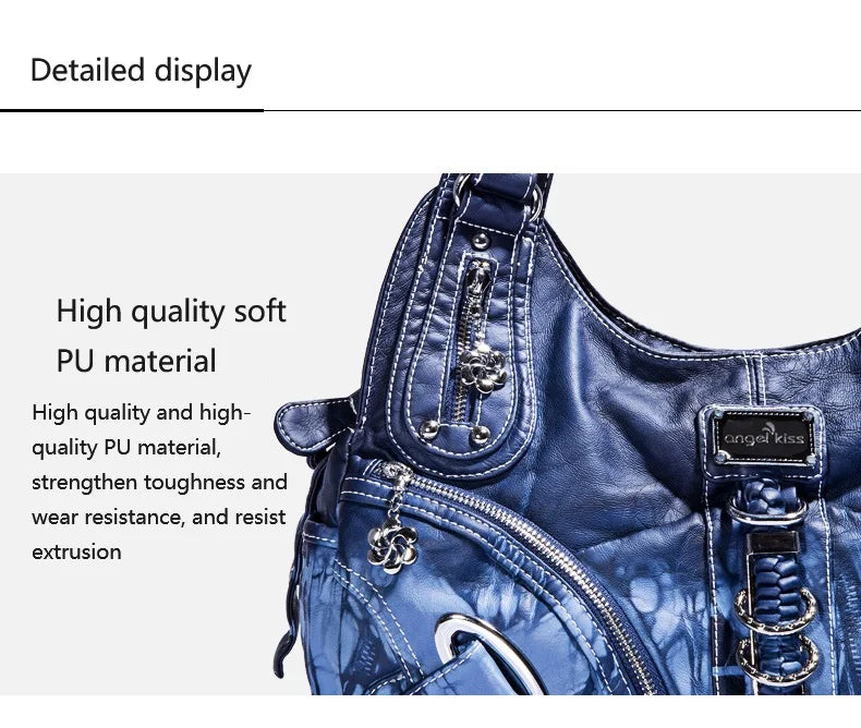Damen-Schultertasche Vintage Stil mit Top-Griff große Handtasche für Alltag und Freizeit