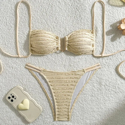 Gestreifter Bikini-Set für Damen – Sexy Bademode im brasilianischen Stil für Strand und Pool