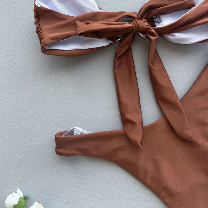 Gestreiftes, sexy Bikini-Set mit Push-up-Effekt – ideal für Strand und Pool