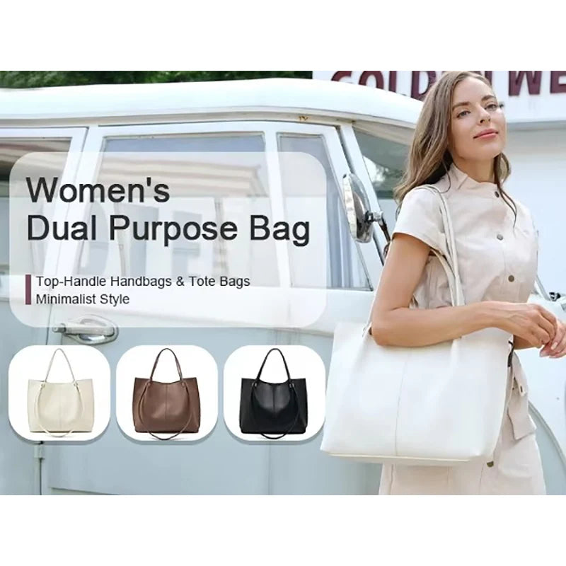 Damen Schultertasche Aus Splitleder Retro-Stil Großes Fassungsvermögen