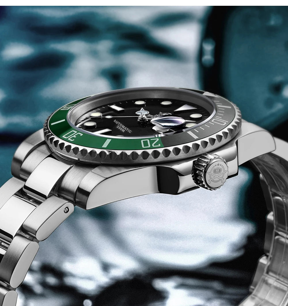 Herren-Taucheruhr mit Keramikluenette und NH35-Automatikwerk