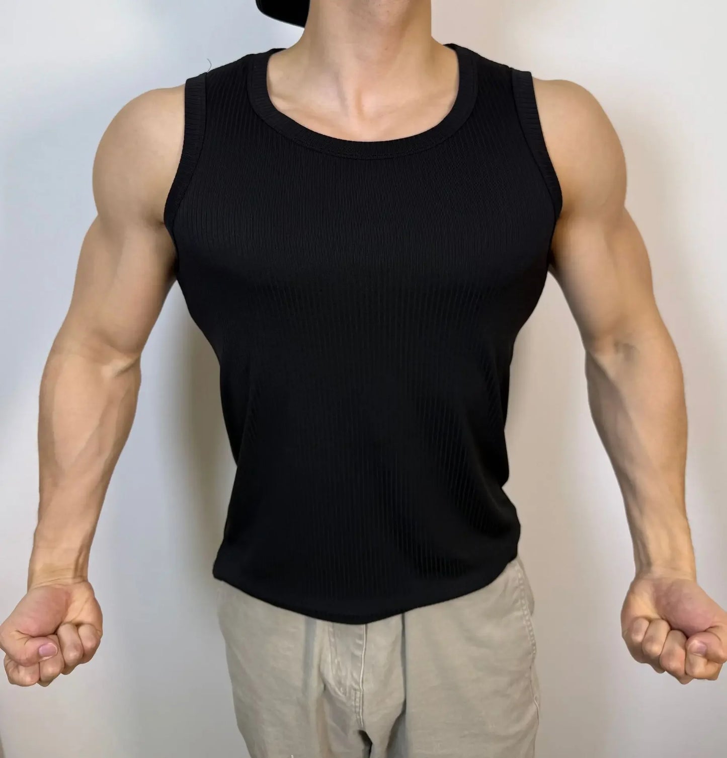 Ärmelloses Kapuzen-T-Shirt mit Jacquardmuster und Schnürung im lässigen Stil für junge Erwachsene