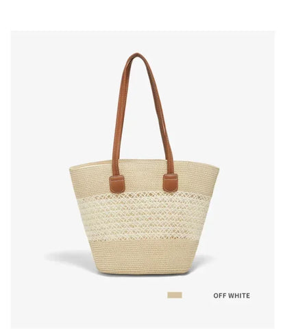 Damen Strandtasche Aus Stroh Mit Reißverschluss Und Großem Fassungsvermögen