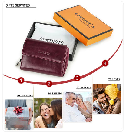 Damen Echtleder Geldbörse Vintage Mode Handtasche Münzfach Geldclip Business