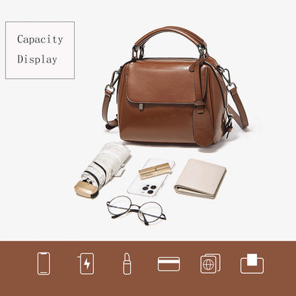 Damen Handtasche aus Spaltleder im Retro-Luxus-Design als Umhängetasche