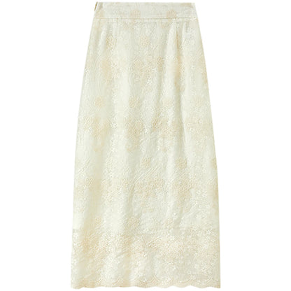 Damen Spitzenrock mit hoher Taille und elegantem Schlitz für Sommerpartys