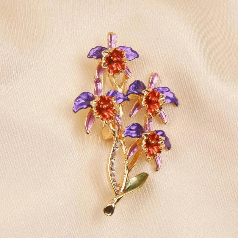 Brosche Blume Emaille Strass Anstecknadel vielseitig Damen