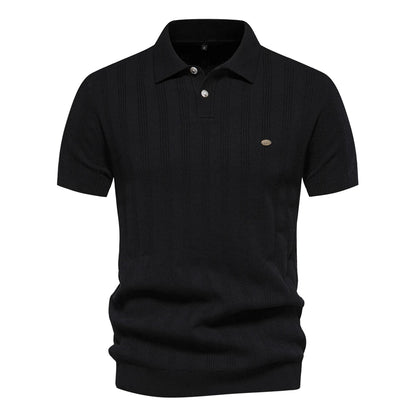 Premium Geripptes Herrenpoloshirt Leicht Atmungsaktiv