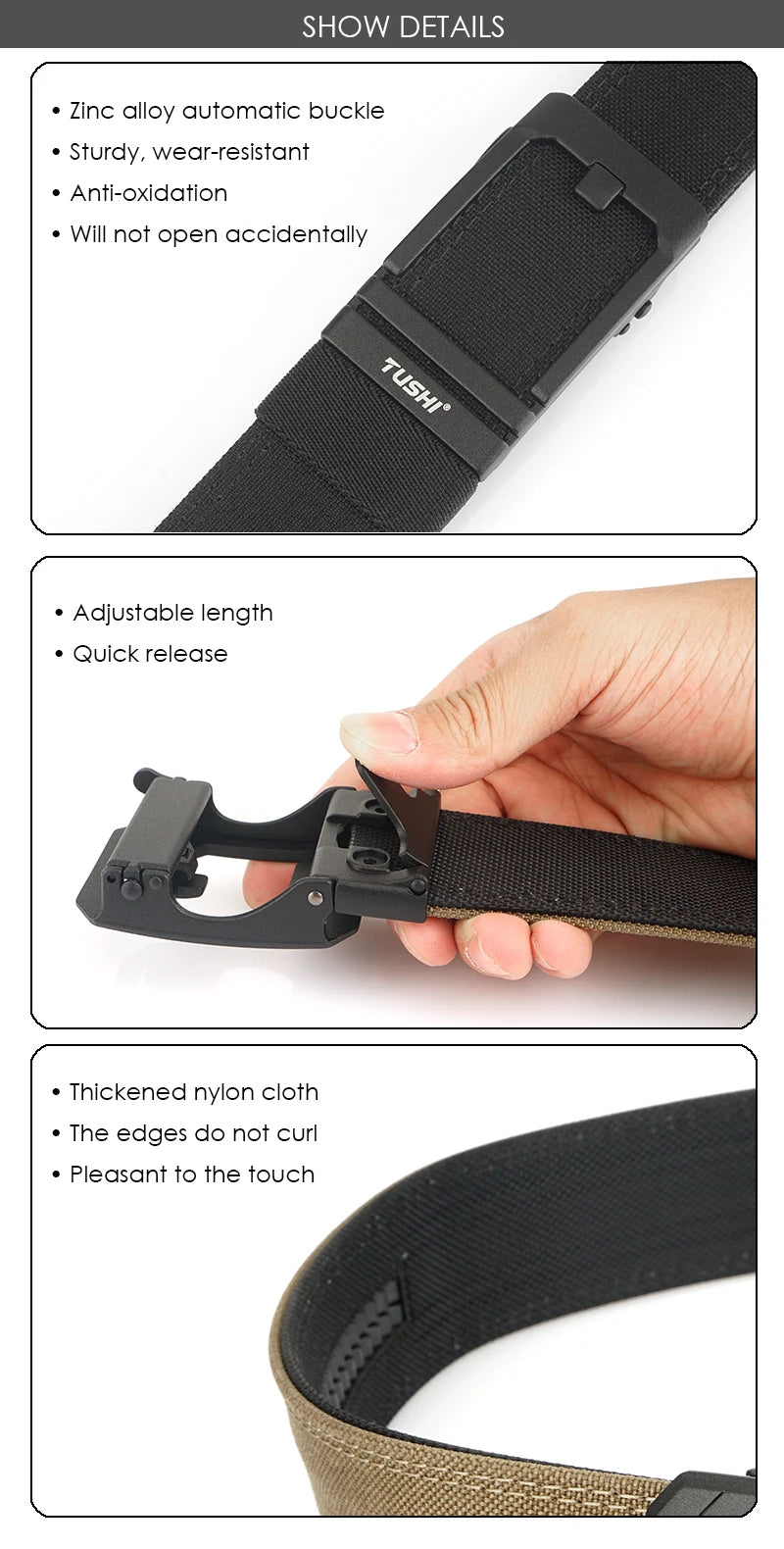 Unisex-Taktischer Gürtel aus 1100D Nylon mit Metall-Schnalle, Ideal für Airsoft-Pistolen