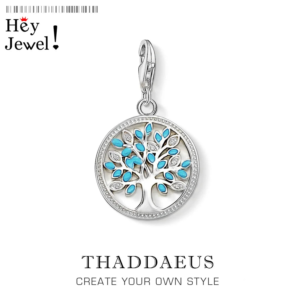 Damen-Charm-Anhänger Baum blau romantisch aus Sterlingsilber