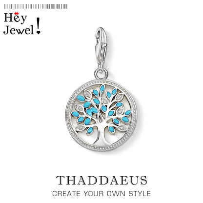 Damen-Charm-Anhänger Baum blau romantisch aus Sterlingsilber