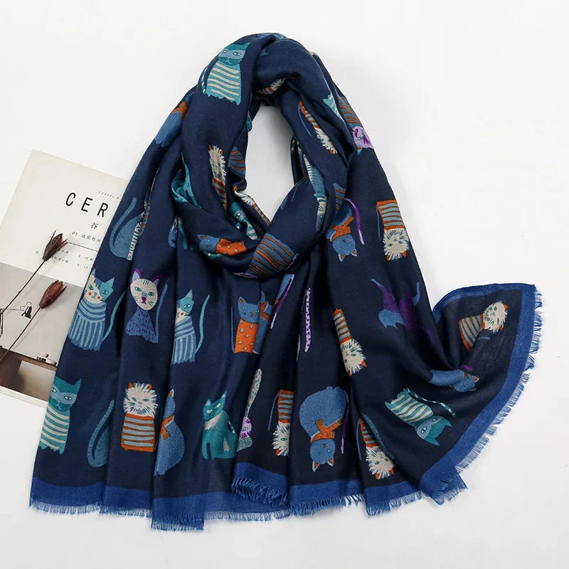 Damen Baumwollschal Tierprint Hijab weich Foulard Pashmina Bandana Kopftuch