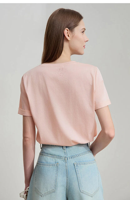 Damen Top im minimalistischen Stil aus einfarbiger mercerisierter Baumwolle