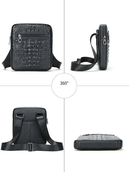 Herren-Umhängetasche aus Leder mit Kroko-Print, Große Crossbody-Tasche fürs Business