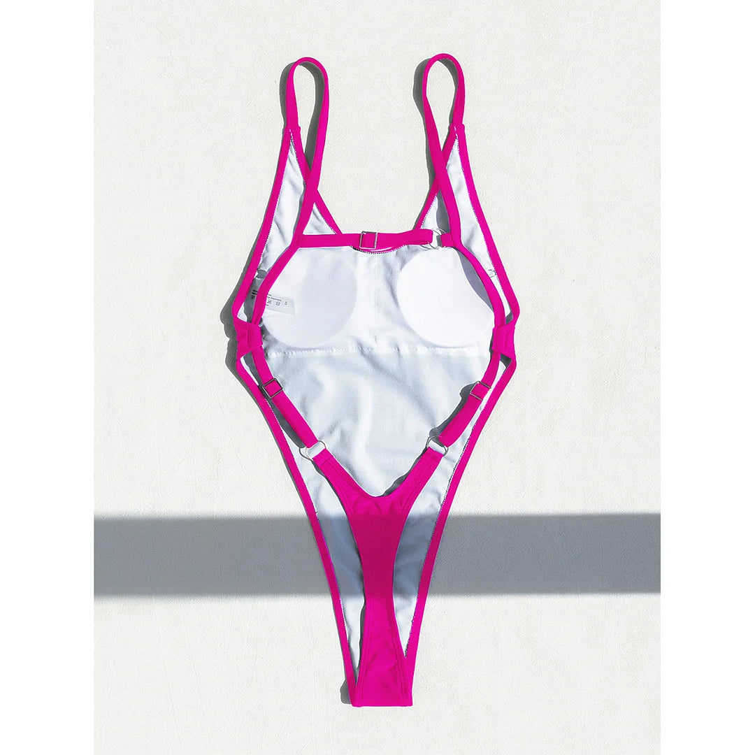 Damen Badeanzug hoher Beinausschnitt Monokini Micro Tanga rückenfrei