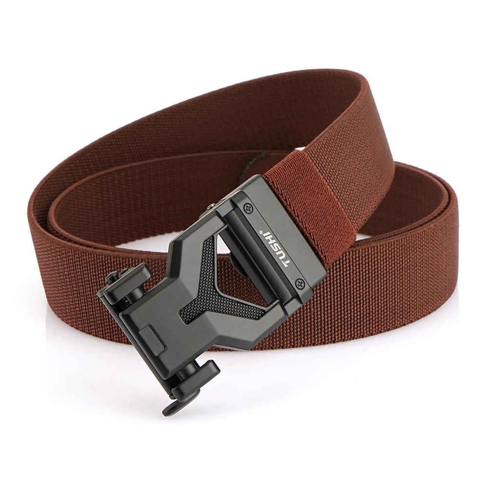 Herren-Gürtel Elastischer 3,8 Zentimeter Breite Gurtband Mit Metall-Schnalle Und Automatikverschluss