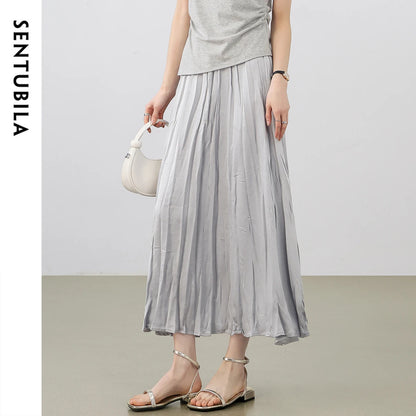 Damen Rock im eleganten A-Linien-Stil mit elastischer Taille und Falten