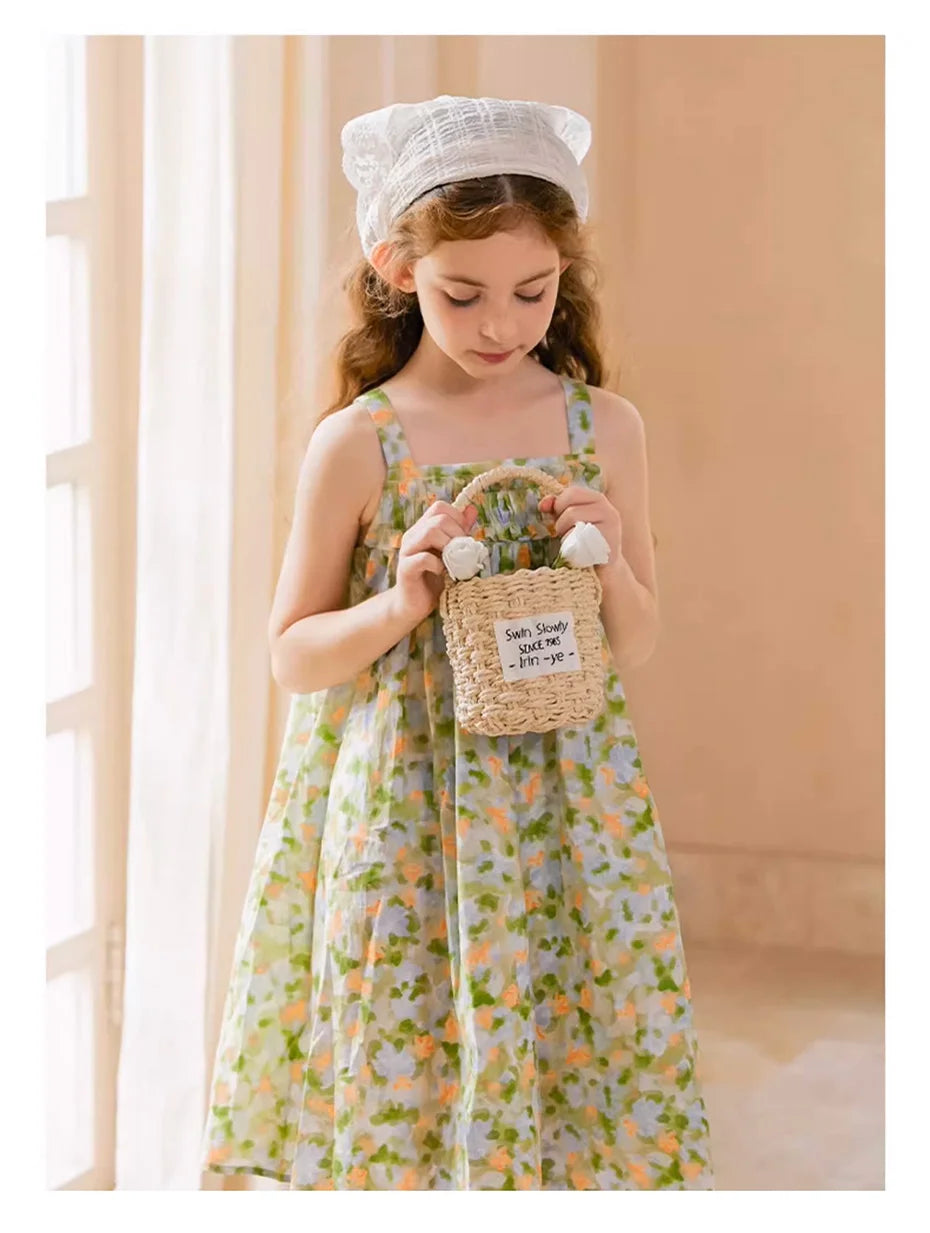 Leichtes Sommerkleid für Mädchen mit rosa Punkten und Prinzessinnen-Design – ideal für Partys und Hochzeiten