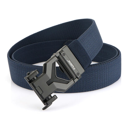 Herren-Gürtel Elastischer 3,8 Zentimeter Breite Gurtband Mit Metall-Schnalle Und Automatikverschluss