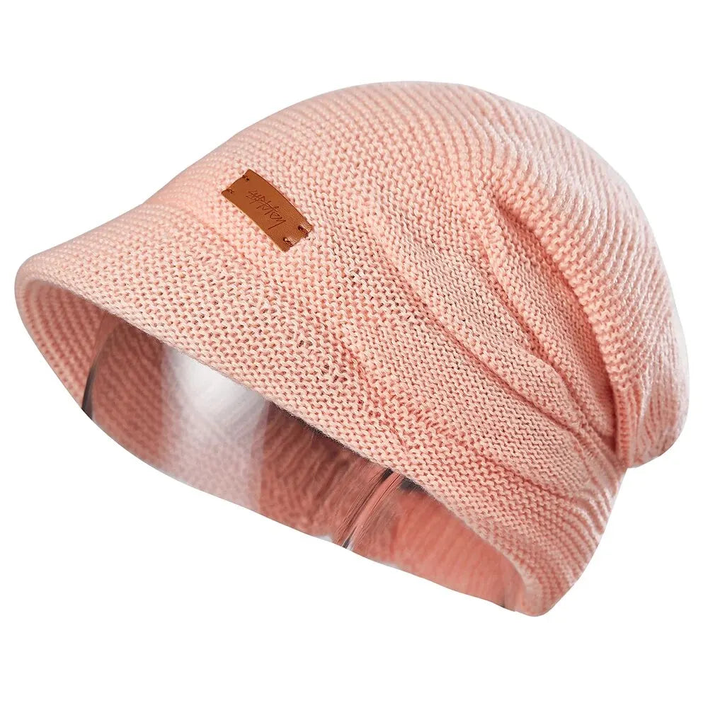 Strickmütze mit Visier und Fleecefutter