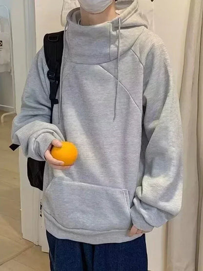 Herren Hoodie im Y2K Vintage Stil mit Rollkragen und Taschen
