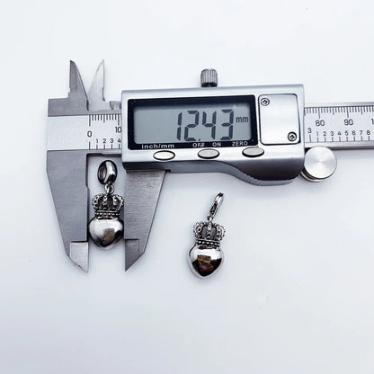 Silberner Kronen-Herz-Charm-Anhänger aus 925er Sterlingsilber, Unteransicht