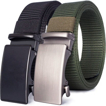 Herren Nylon Canvas-Gürtel Schnellverschluss Casual Army 3,6 cm