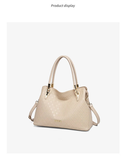 Damen-Handtasche aus echtem Leder mit Diamantprägung und vielseitige Trageweise im Alltag