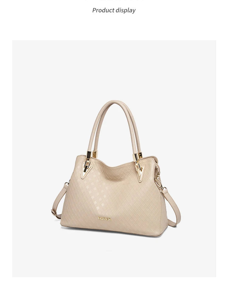 Damen-Handtasche aus Echtleder mit Diamantprägung und Frontklappe, Vielseitige Umhängetasche für Alltag