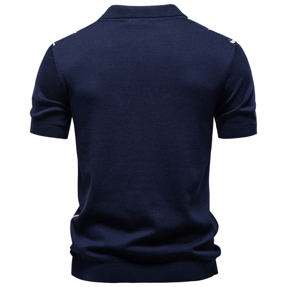 Herren Poloshirt Gestreift Old Money Elegant Atmungsaktiv