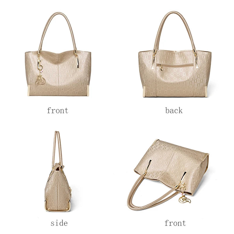 Damen Handtasche aus Split-Leder mit großer Kapazität