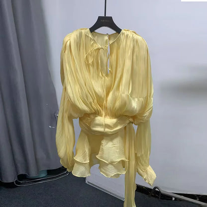 Elegantes Damen-Tunikakleid mit Rundhalsausschnitt, langen Ärmeln und Patchwork-Design