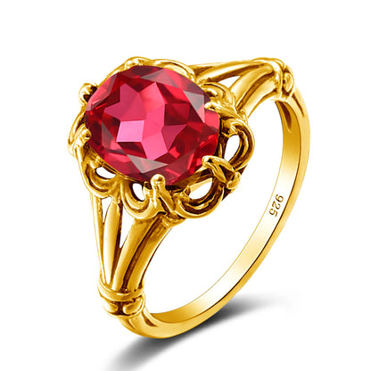 Damen-Ring aus Gelbgold mit ovalem Mystic Topas 8x10mm handgefertigt Schmuckgeschenk
