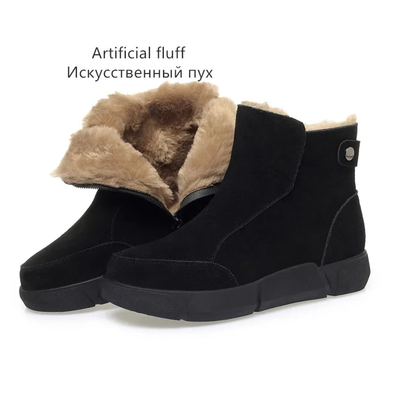 AIYUQI Snow Boot Women 2025 Winter New Suede Genuine Leather Women Short Boots Natural Wool Warm Non-slip Women's Ankle Boots