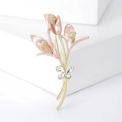 Brosche Blume Emaille Strass Anstecknadel vielseitig Damen